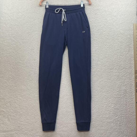 Vineyard Vines Pants Womens XS Navy Joggers Terry Drawstring Whale Logo Lounge - Picture 1 of 13